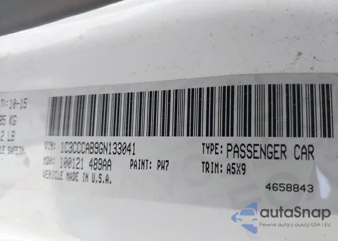 2016 Chrysler 200 Limited z USA, uszkodzony, nr VIN 1C3CCCAB9GN133041